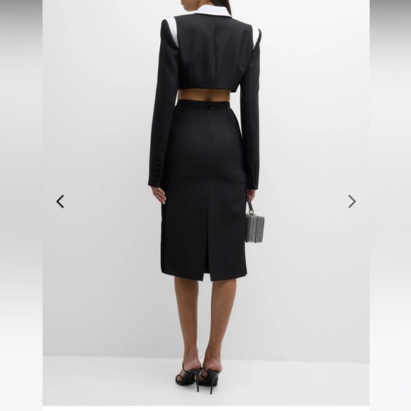 LaQuan Smith | Double Breasted Cropped Blazer With Contrast Detail in Black XS - Picture 11 of 12